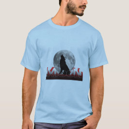 Howling Wolf Silhouette with Full Moon Graphic T-S T Shirt