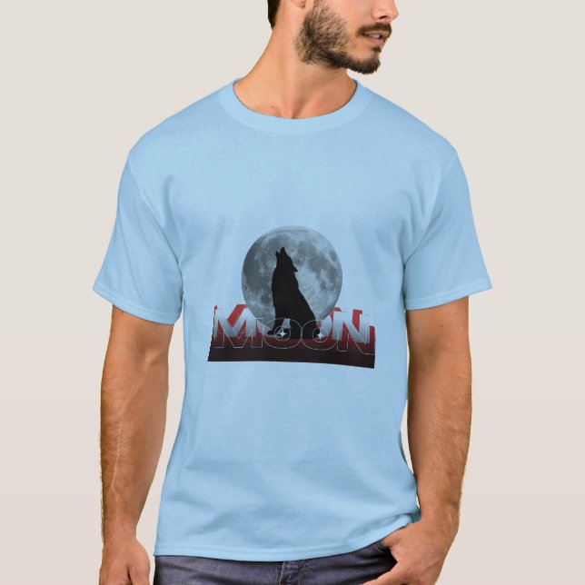 Howling Wolf Silhouette with Full Moon Graphic T-S T Shirt (Framsida)