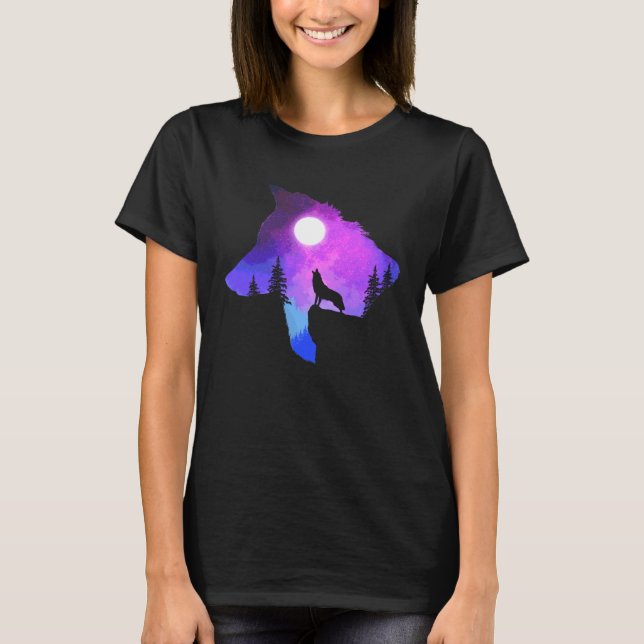 Howling Wolf  Spirit Animal Moon Indigenous Native T Shirt (Framsida)