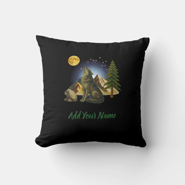 Howling Wolf Throw Pillow Kudde (Framsida)