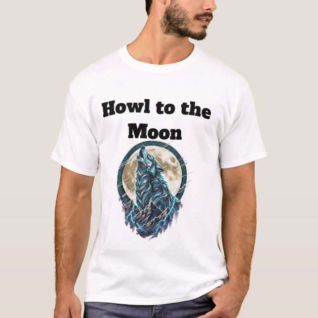 Howling Wolf Under the Moon – Wild Spirit T-Shirt (Framsida)