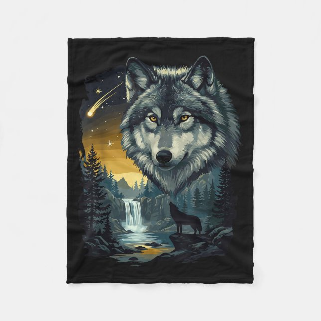 Howling Wolf Waterfall Scene For Nature Lovers And Fleecefilt (Framsidan)