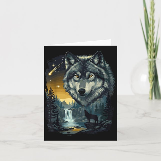 Howling Wolf Waterfall Scene For Nature Lovers And Kort (Framsida)