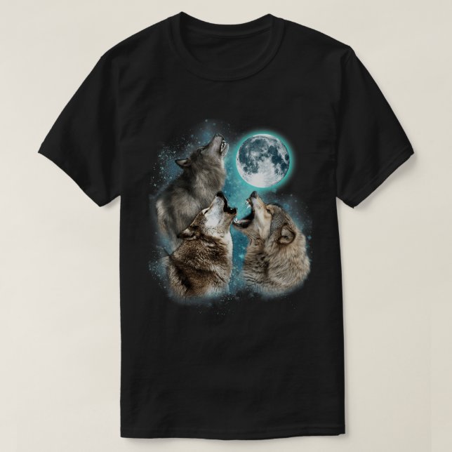 Howling Wolves Full Moon Forest Night Art Tee (Design framsida)