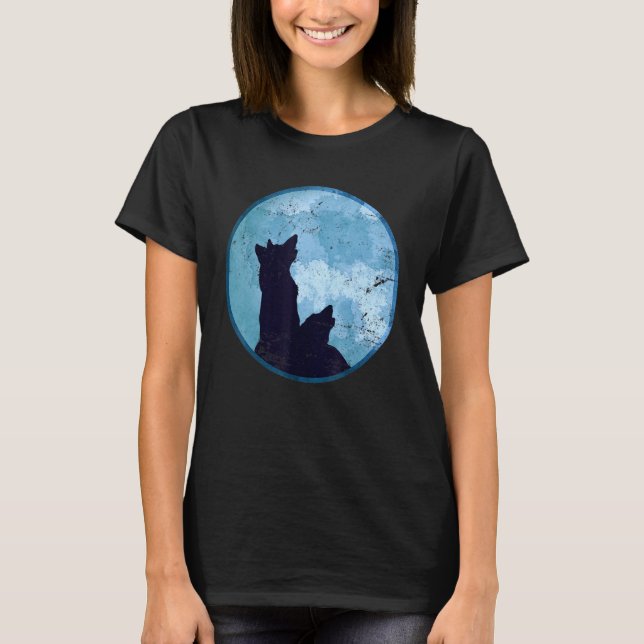 Howling Wolves Pack Predator Forest Animal Moonlig T Shirt (Framsida)