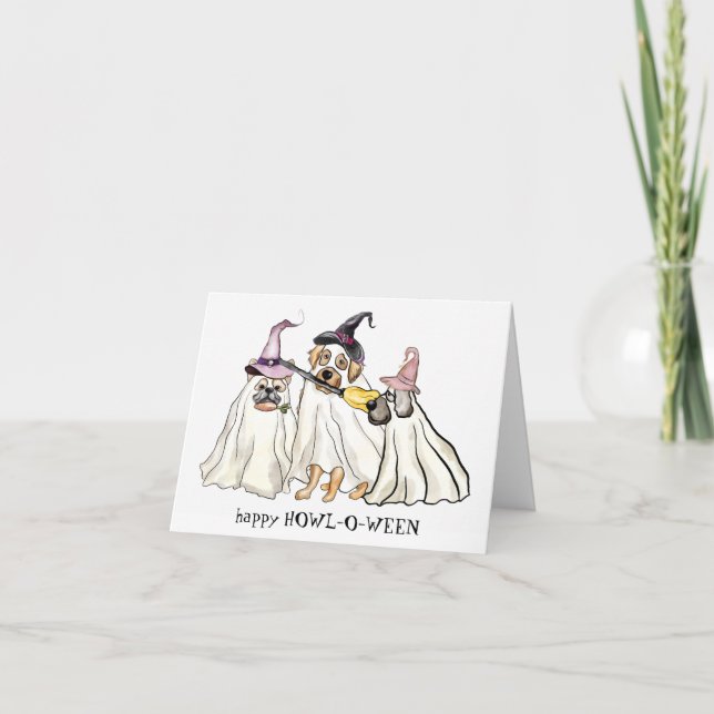 HOWLoween Cute Hund Happy halloween Helgkort (Framsida)