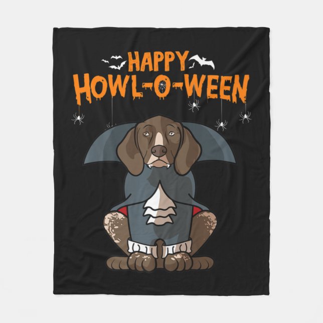 Howloween German Shorthar Pointer Hund Halloween Fleecefilt (Framsidan)