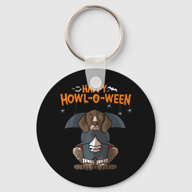 Howloween German Shorthar Pointer Hund Halloween Nyckelring (Framsida)