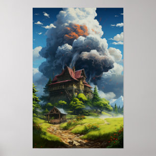 Howl's Flytta Castle Tapet - 4 000 Realistic High Poster