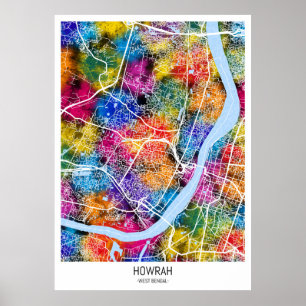 Howrah Väster Bengal City Karta Poster
