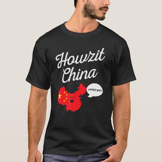 Howzit China Karta syd Afrika Pappa Joke T Shirt (Framsida)