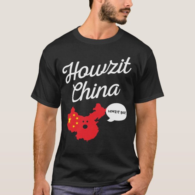 Howzit South Afrika Howzit China Karta SydAfrikan T Shirt (Framsida)