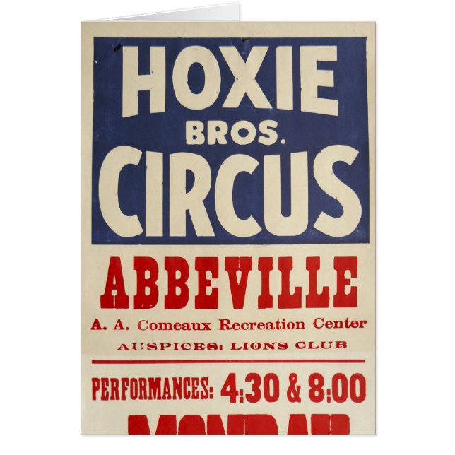 Hoxie Bros. Cirkus Hälsningskort (Framsidan)