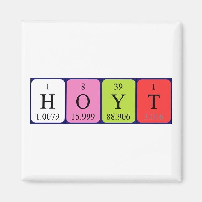 Hoyt Periodisk bord namn magnet (Framsidan)