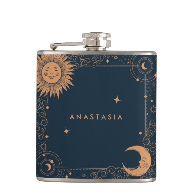 Hp-kolv av sol och Måne Celestial Personlig Fickplunta (Framsidan)