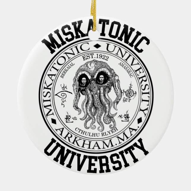 HP LOVECRAFT för Miskatonic universiteten CTHULHU Julgransprydnad Keramik (Baksidan)