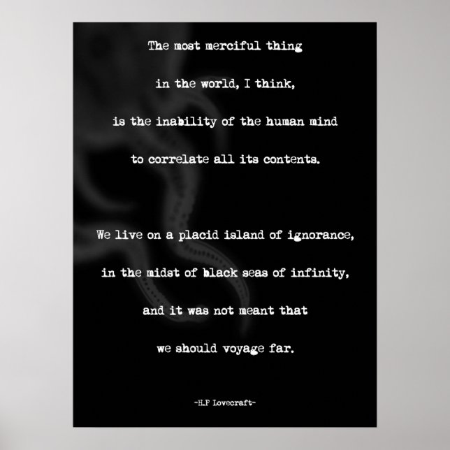 HP Lovecraft - minimalistcitattecken Poster (Framsidan)