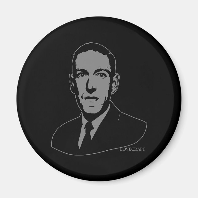 HP Lovecraft Porträtt Magnet (Framsidan)