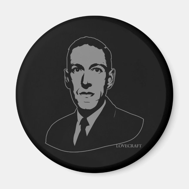 HP Lovecraft Porträtt Magnet (Framsidan)