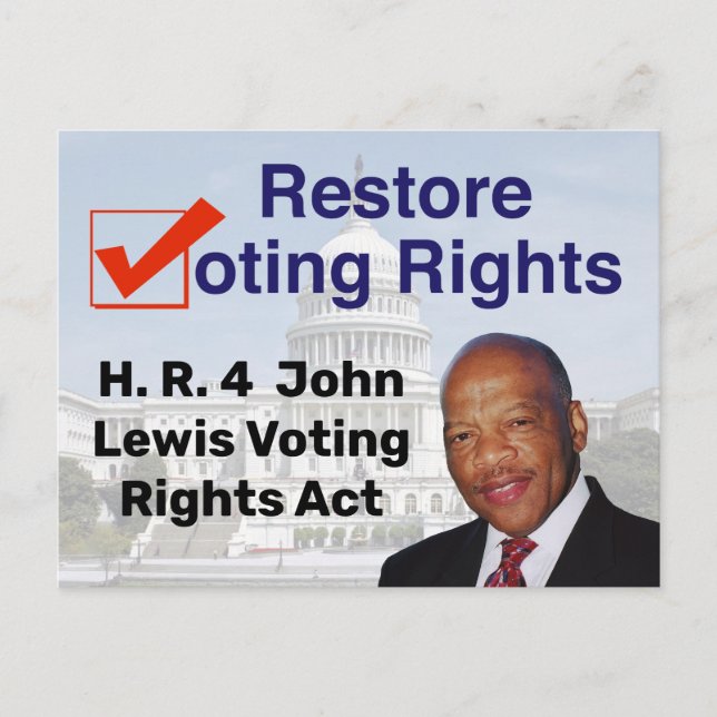 HR4 John Lewis Voting Högers Act Vykort (Framsida)