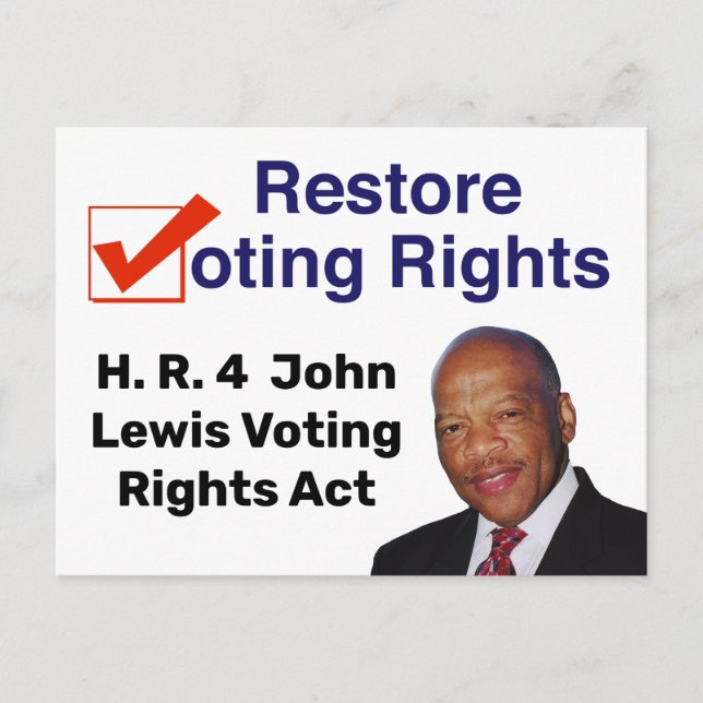HR4 John Lewis Voting Högers Act vykort (Framsida)