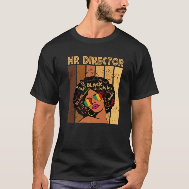 HR Director Afro African American Women Black Hist T Shirt (Framsida)