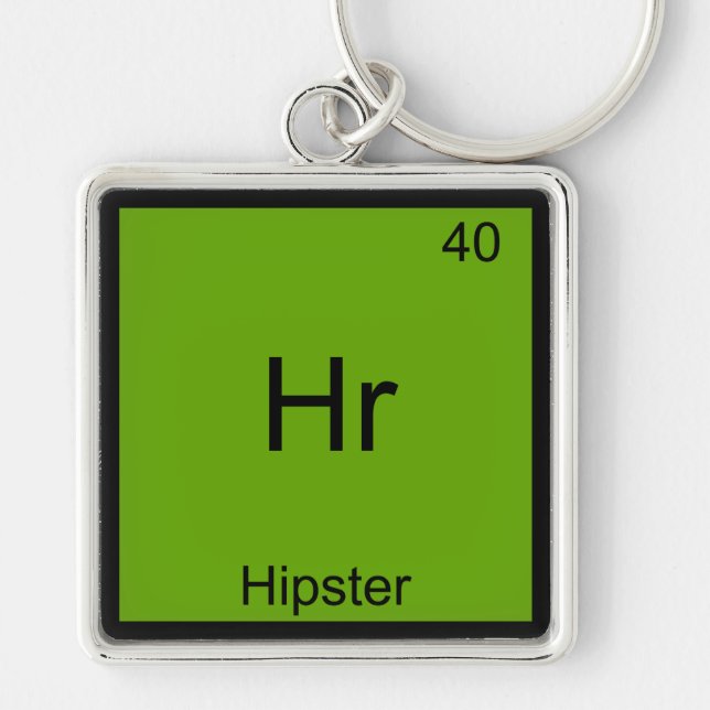 Hr - Hipster Roligt Element Meme Kemi T-Shirt Fyrkantig Silverfärgad Nyckelring (Framsidan)