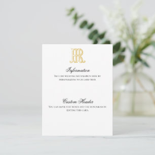 HR Monogram- eller RH Monogram-informationskort Inbjudningar