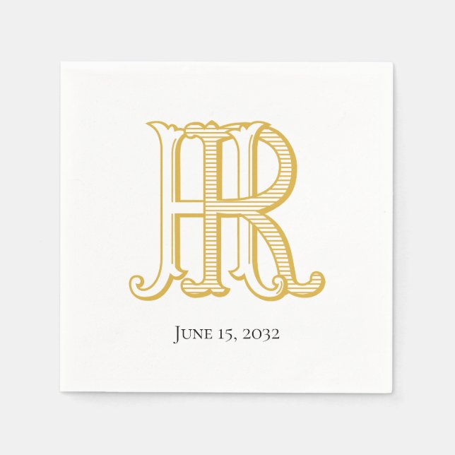 HR Monogram eller RH Monogram Napkins Pappersservett (Framsidan)