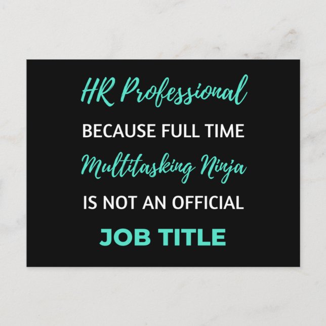 HR-Professionell eftersom Fullt Time Multitasking Helg Vykort (Framsida)
