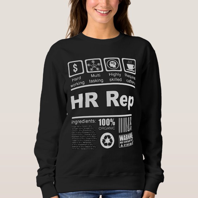 HR Rep Nutritional Facts For HR Representatives T Shirt (Framsida)