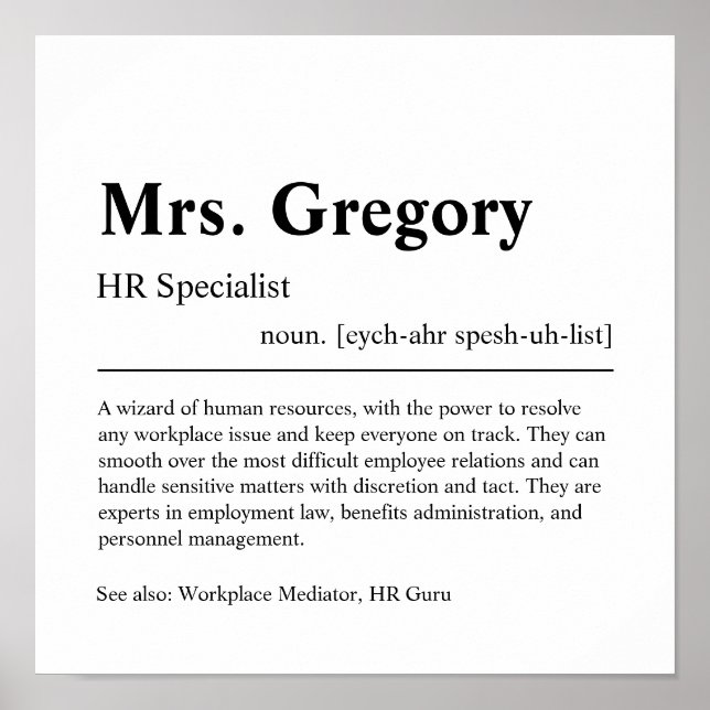 HR Specialist Personlig Gift Poster (Framsidan)