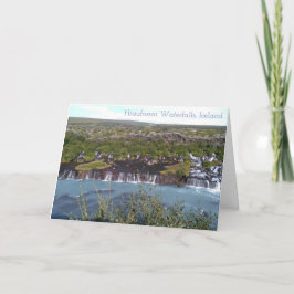 Hraunfossar-vattenfall i hälsningskort för Island Kort