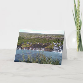 Hraunfossar-vattenfall i hälsningskort för Island Kort