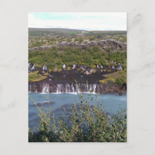 Hraunfossar vattenfall i Island Vykort