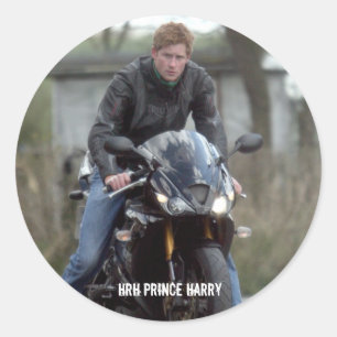 HRH Prince Harry motorcykel Runt Klistermärke
