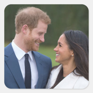 HRH Prince Harry och Meghan Markle Royal Bröllop Fyrkantigt Klistermärke