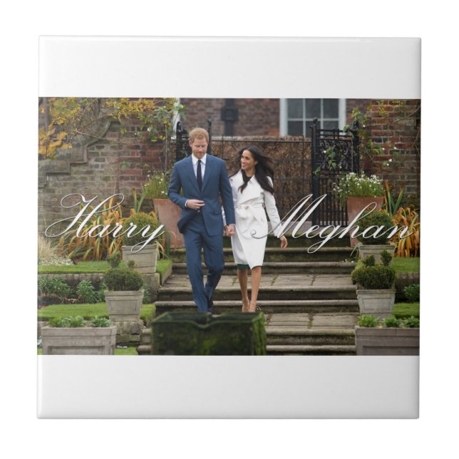 HRH Prince Harry och Meghan Markle Royal Bröllop Kakelplatta (Framsidan)