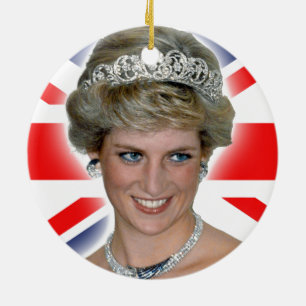 HRH Princess Diana Union Jack Julgransprydnad Keramik