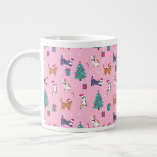 Hristmas Cats och Träd Helgdag Mönster Jumbo Mugg