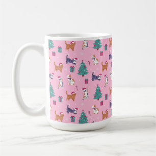 Hristmas Cats och Träd Helgdag Mönster Kaffemugg