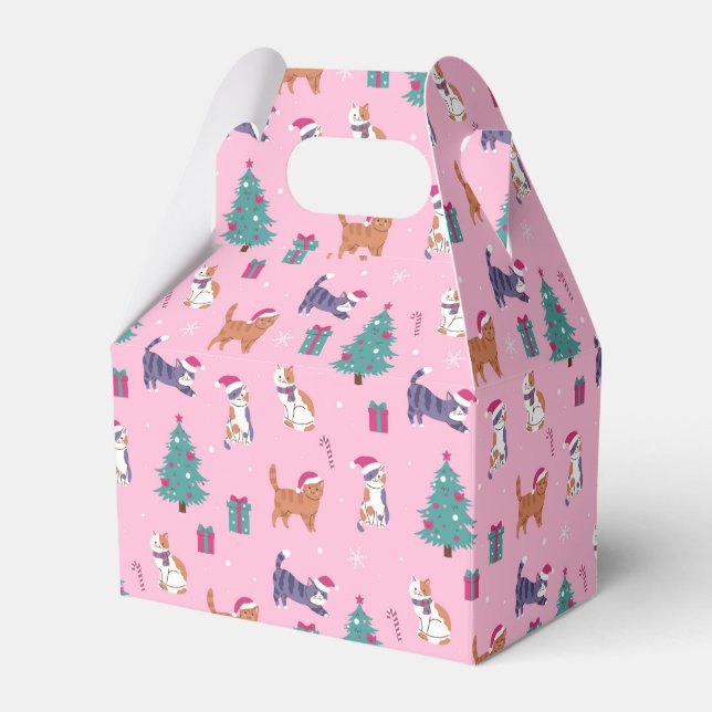 Hristmas Cats och Träd Helgdag Mönster Presentaskar (Framsidan Sidan)