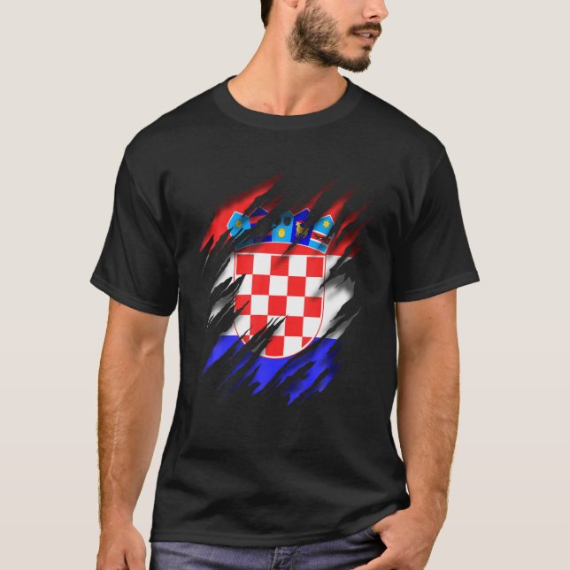 Hrvatska Älskare Kroatien Flagga T Shirt (Framsida)