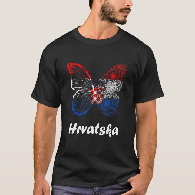 Hrvatska Butterfly Kroatien kroatiska rötter kroat T Shirt (Framsida)