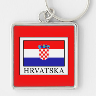 Hrvatska Fyrkantig Silverfärgad Nyckelring