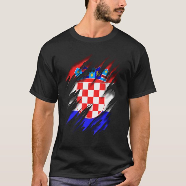 Hrvatska Kroatien Flagga T Shirt (Framsida)