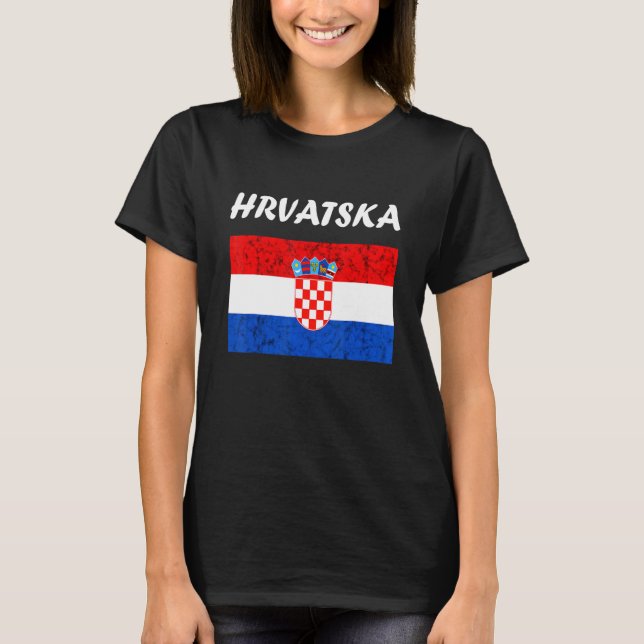 Hrvatska Kroatien kroatiska rötter Kroatiska Flagg T Shirt (Framsida)