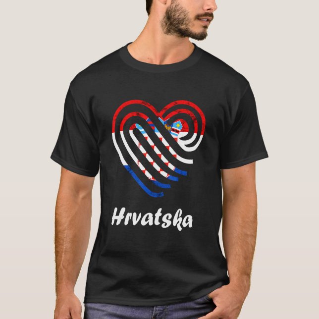 Hrvatska Kroatiens Flagga Kroatien Heart Kroatiens T Shirt (Framsida)