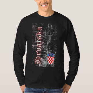 Hrvatska med Vapensköld i Retro Stil Kroatien T Shirt