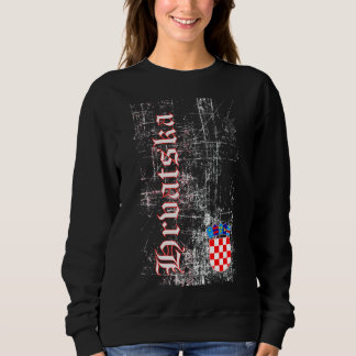 Hrvatska med Vapensköld i Retro Stil Kroatien T Shirt
